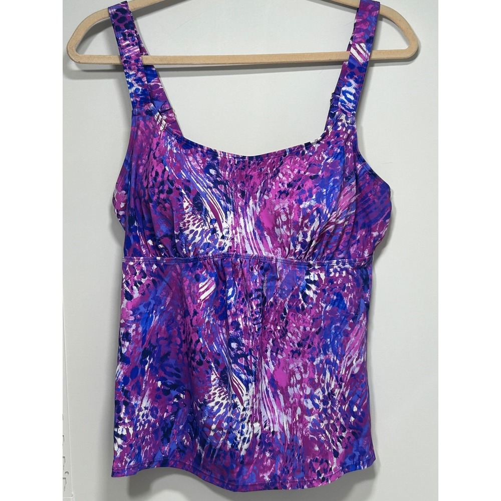 Kim Gravel x Swimsuits For All Purple Animal Print Tankini Boy Short Set 10 NEW - Picture 2 of 6